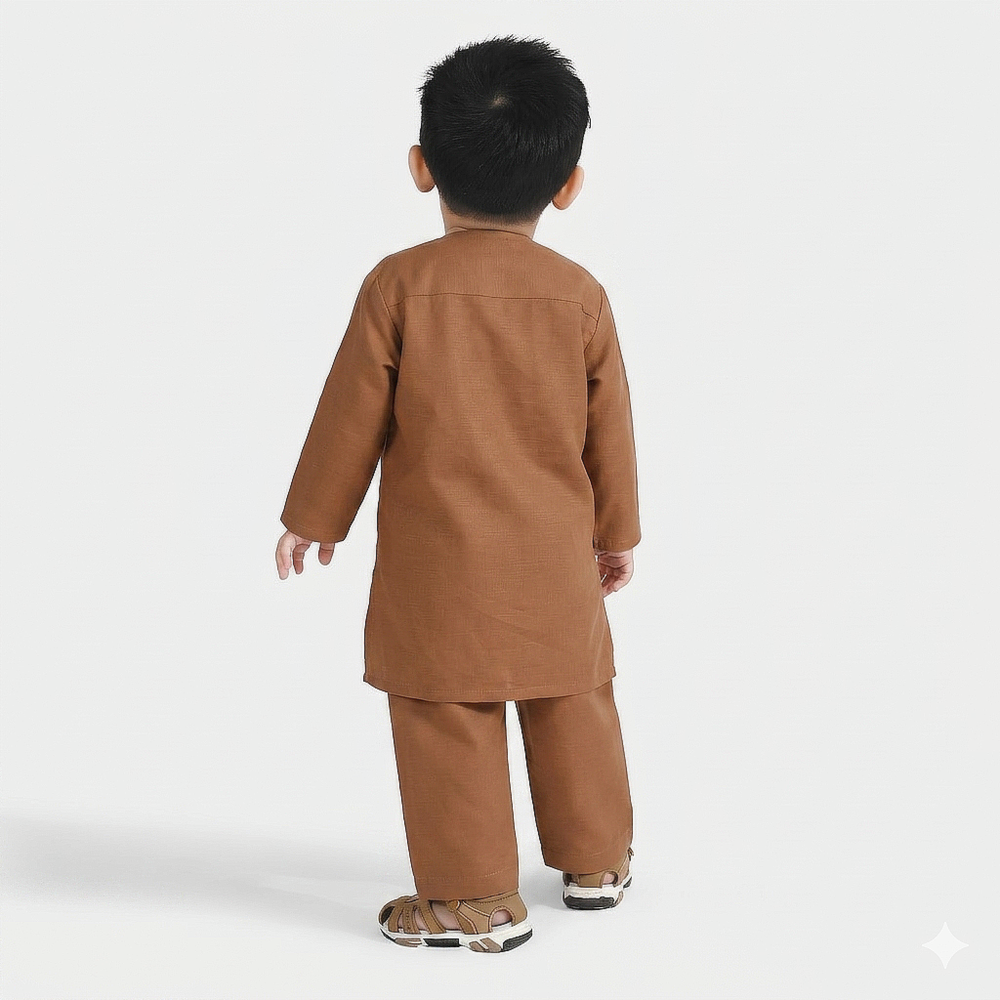 Infant Boys Poly Viscose Kurta Pajama - Brown