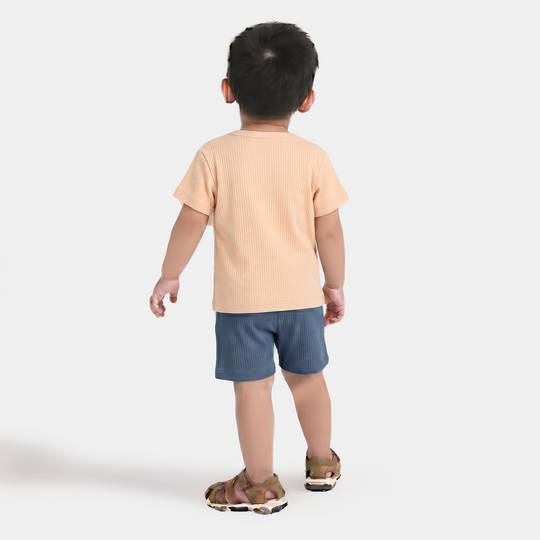Infant Boys Yarn Dyed Suit - Off-White/Navy
