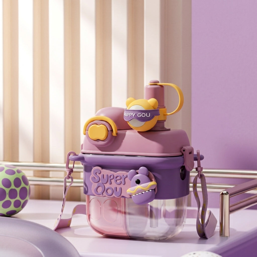 Cute Kids Double-Drink Plastic Water Bottle