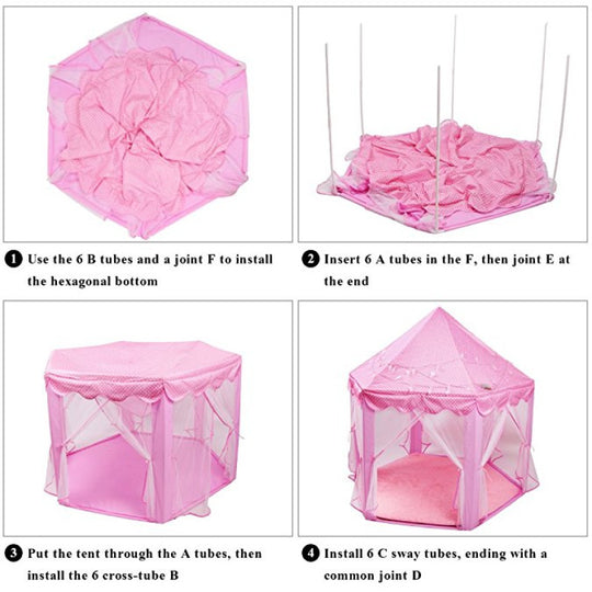 Kids Hexagonal Princess Castle Play Tent