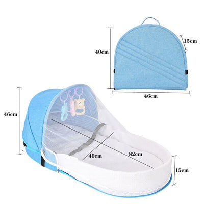 Portable Easy-To-Fold Baby Carry Nest Bag With Mosquito Net - Gray