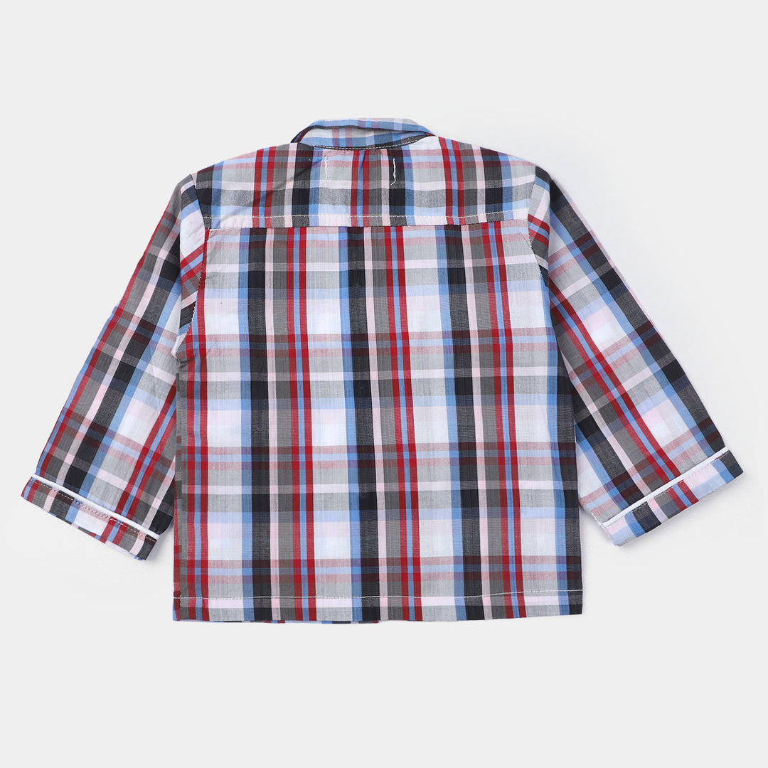 Boys Woven Night Suit Mix Check - Navy Check