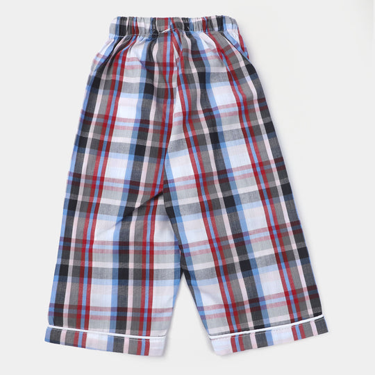 Boys Woven Night Suit Mix Check - Navy Check