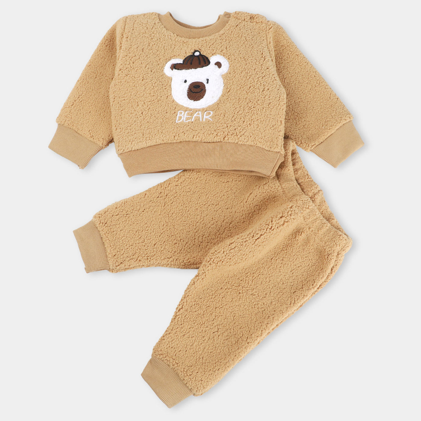 Infant Boys Knitted Suit Bear Face-BROWN