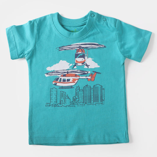 Infant Boys Round Neck T-Shirt Helicopter - Ceramic