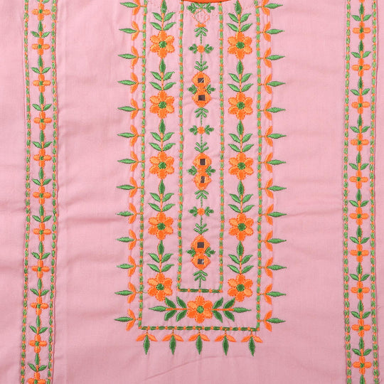 Girls Embroidered Kurti Delight Cotton- Pink