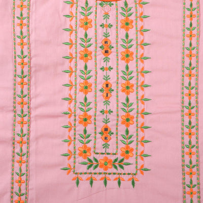 Girls Embroidered Kurti Delight Cotton- Pink