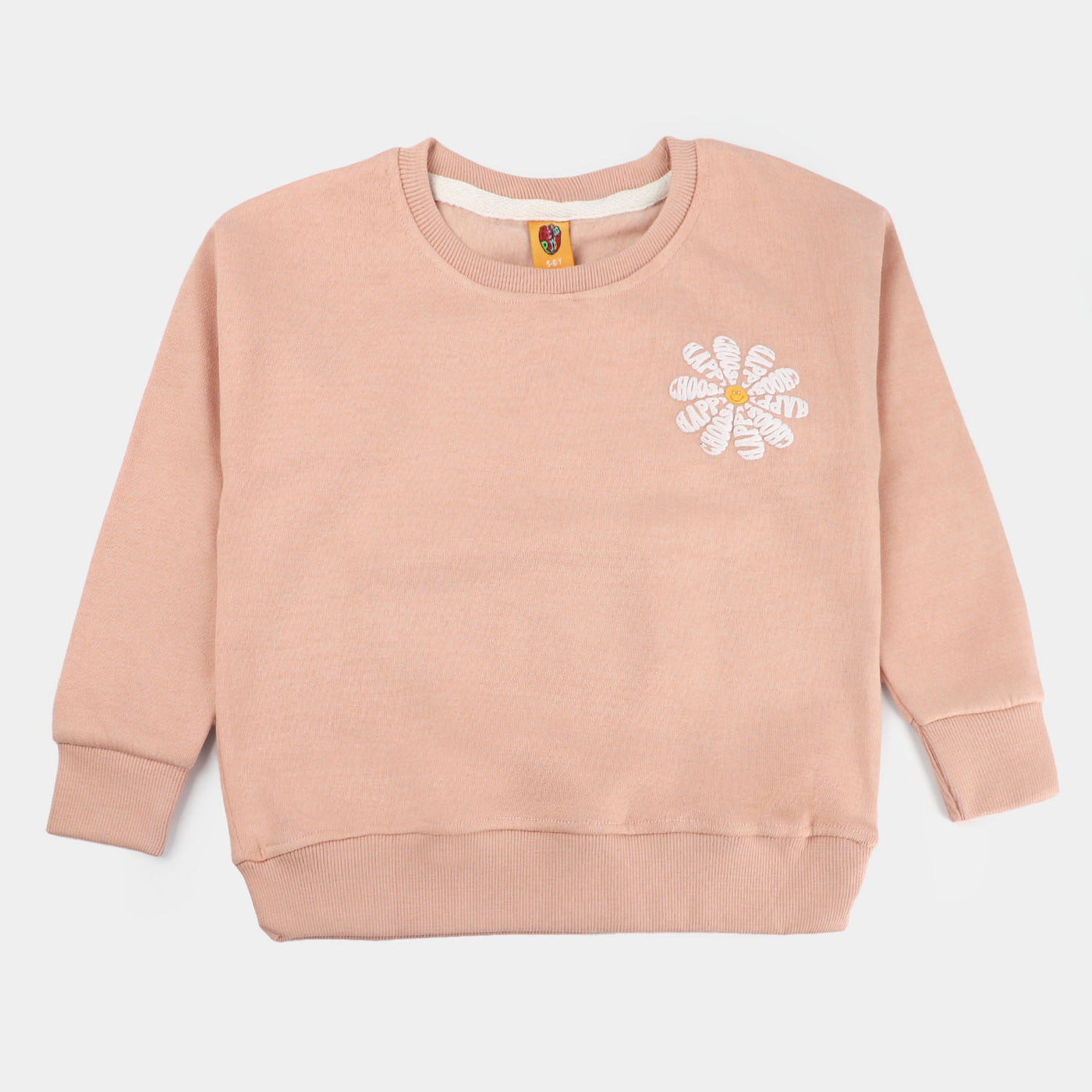 Girls Fleece Sweatshirt Choose Happy-A.Apricot