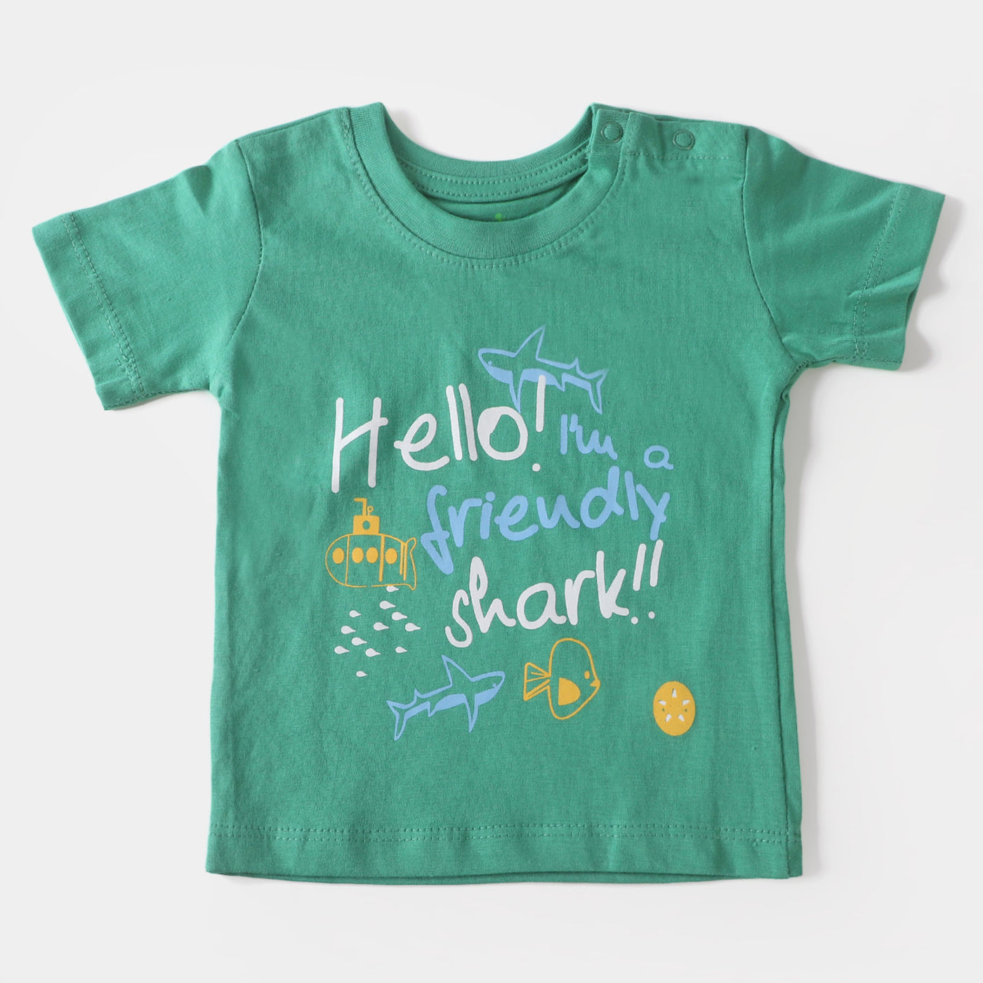 Infant Boys Round Neck T-Shirt Friend Shark - Holly Green