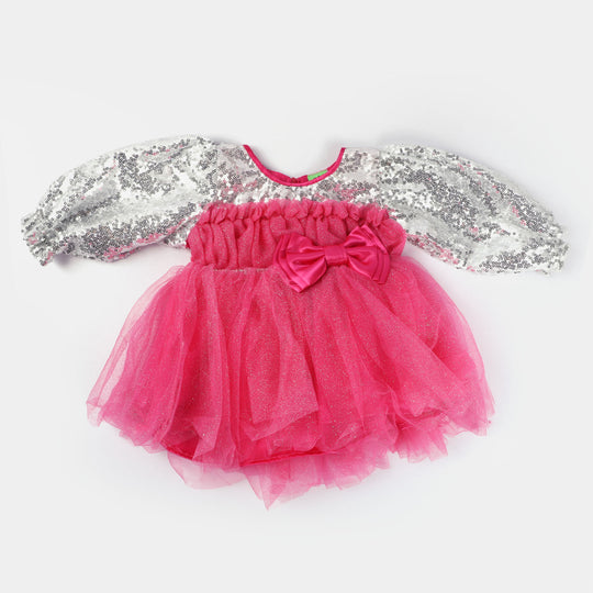 Infant Girls Fancy Frock Shimmer-Pink