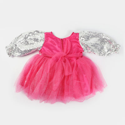 Infant Girls Fancy Frock Shimmer-Pink