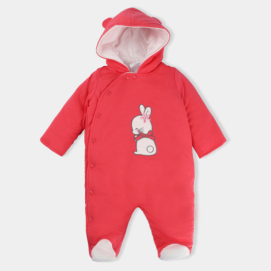 Infant Girls Romper Hooded - Pink