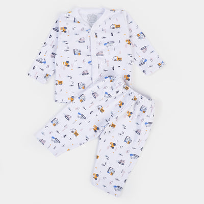 Infant Night Suit 2 Pcs Set - White