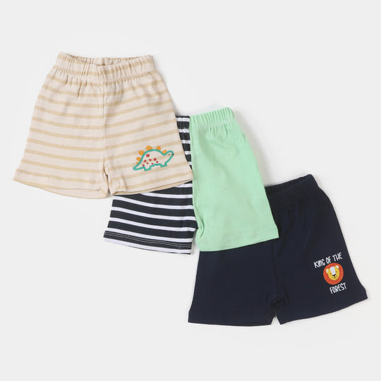 Infant Boys Rib Short 3Pcs Set Stripe & Animal - Multi