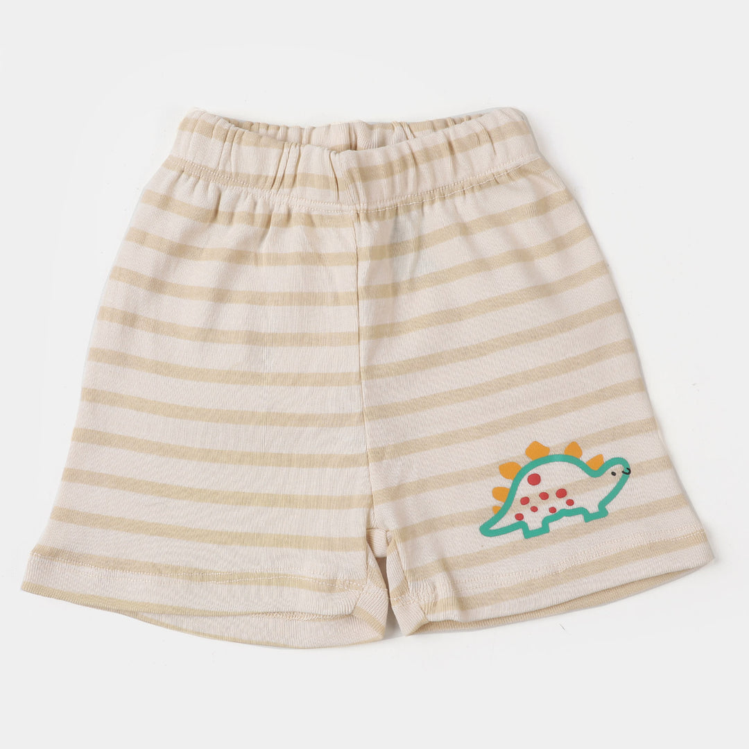 Infant Boys Rib Short 3Pcs Set Stripe & Animal - Multi