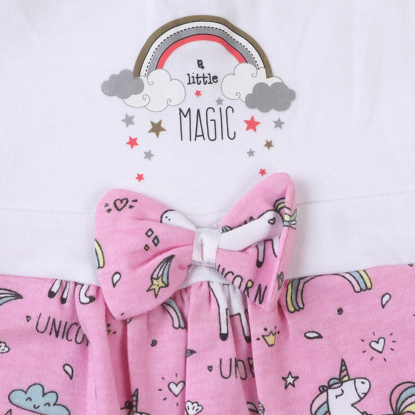 Infant Girls Cotton Romper Fancy Magic - White/Pink