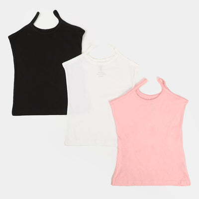 Pack Of 3 PCs Girls Cotton Basic Cami - Mix