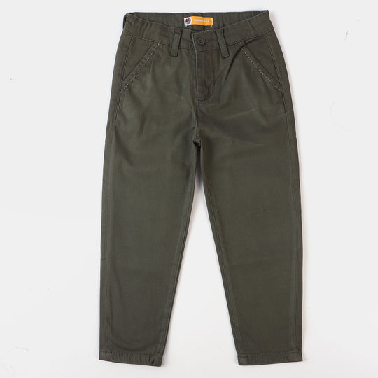 Boys Cotton Pant Basic - Olive