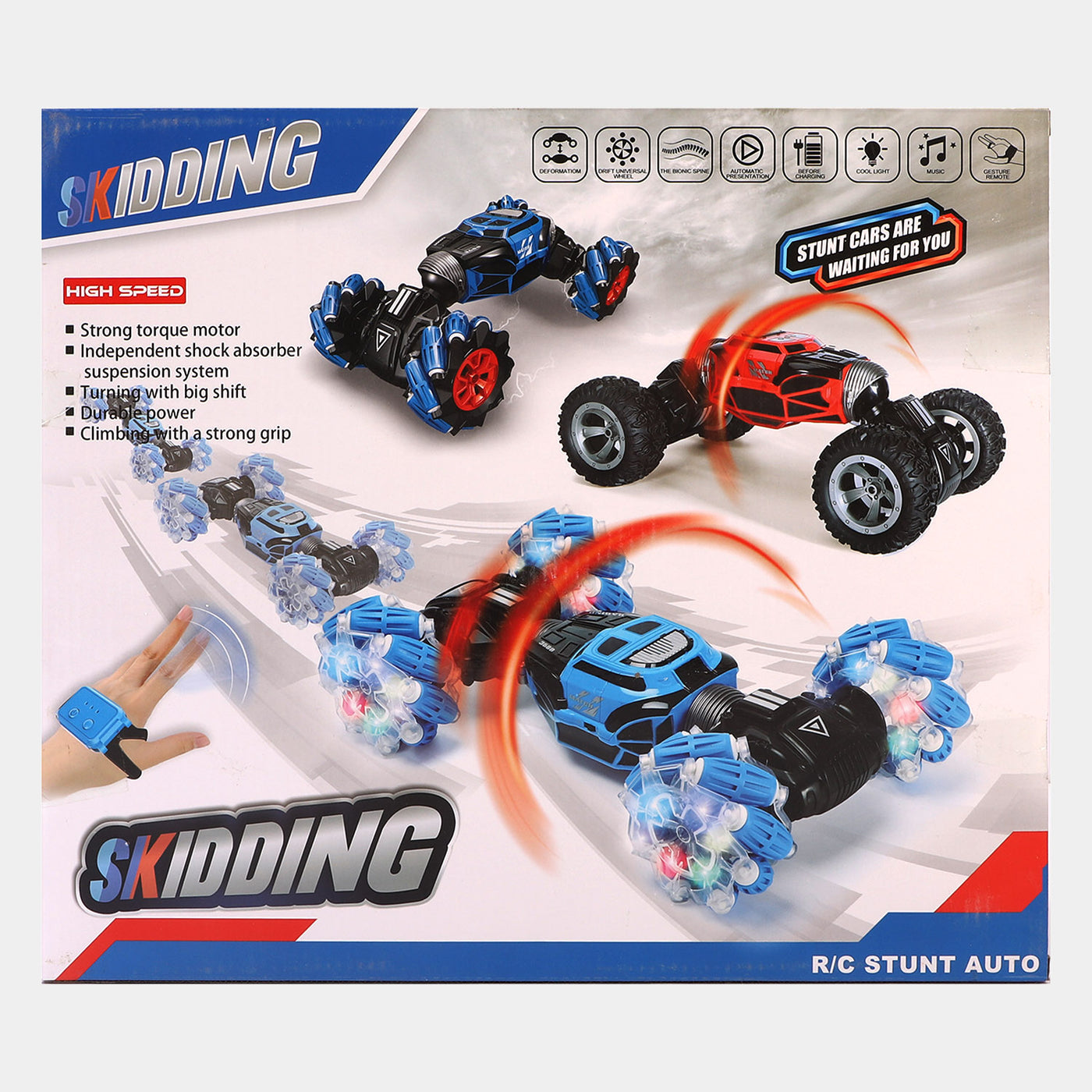 Remote Control Stunt Car With Hand Sensor & Light / Music For Kids