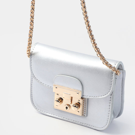 Girls Fancy Hand Bag | SILVER