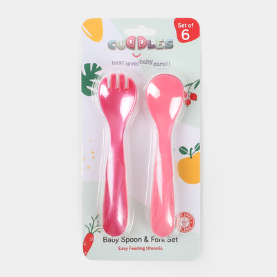 Spoon & Fork Set Pack Of 6 "Pink"