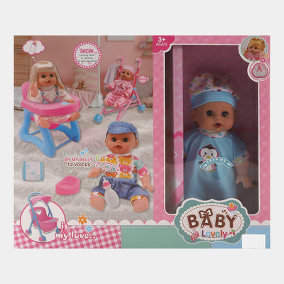 Baby Doll Set With Assembling Bed For Kids
