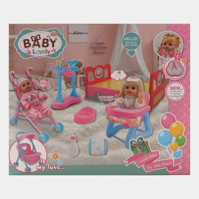 Doll Set With Assembling Trolley For Kids