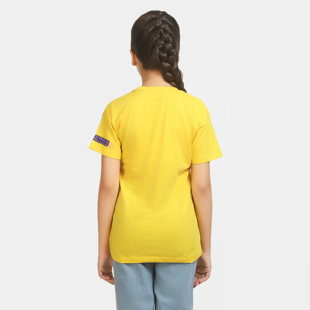 Girls Slub T-Shirt Character - Yellow