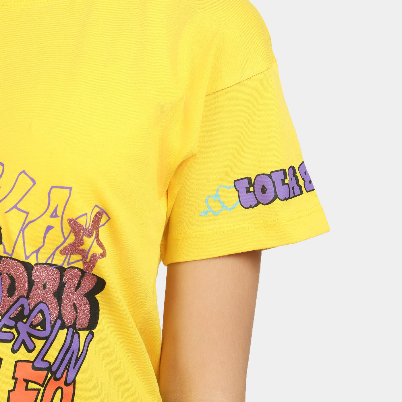 Girls Slub T-Shirt Character - Yellow