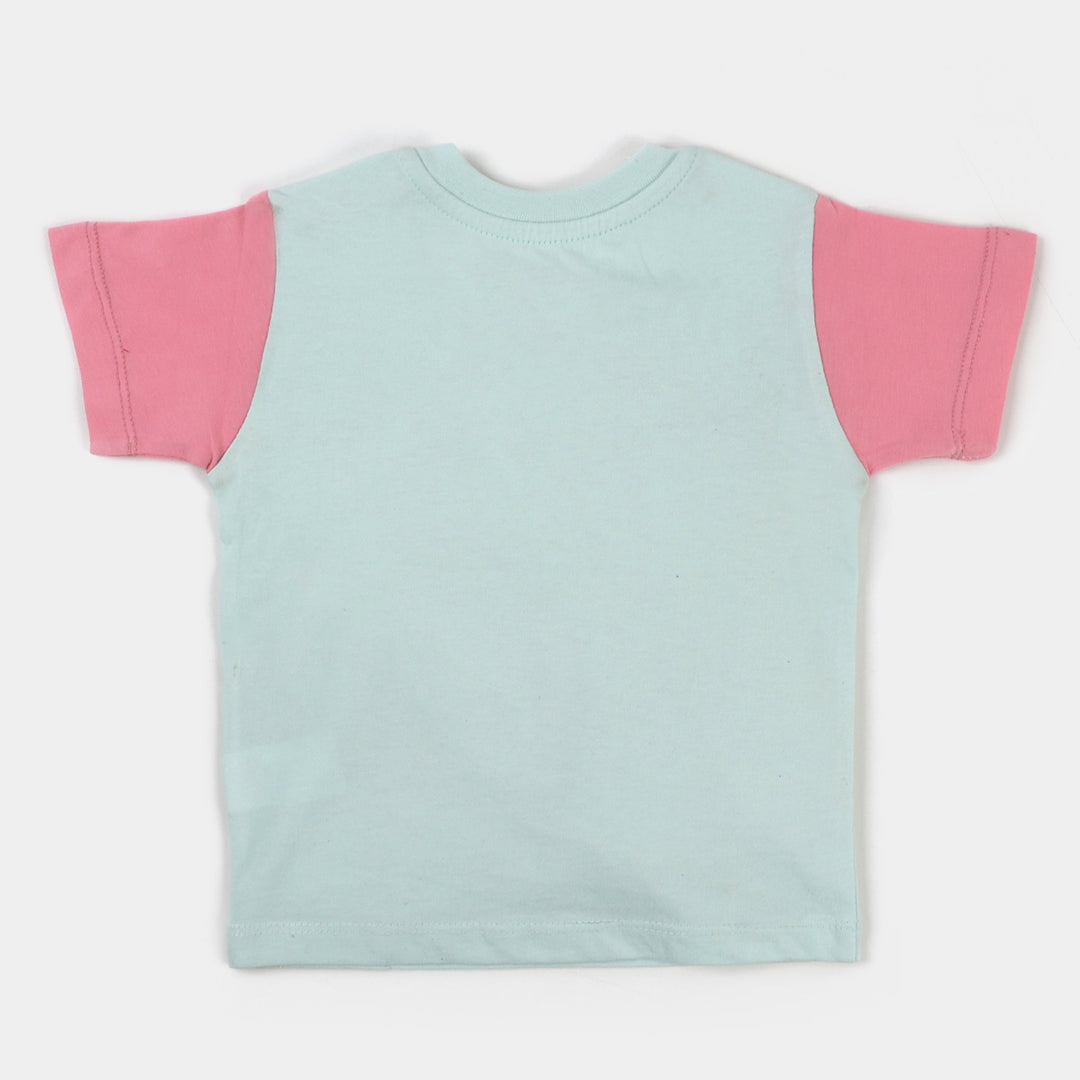Infant Girls T-Shirt Character - Sky Blue And Pink