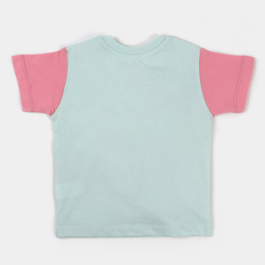 Infant Girls T-Shirt Character - Sky Blue And Pink