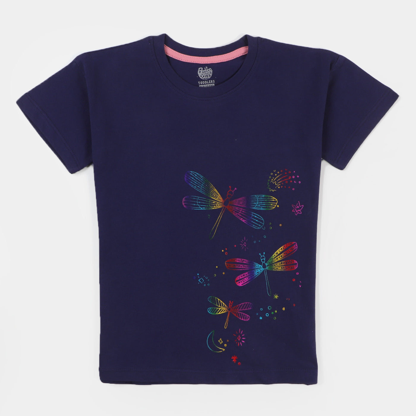 Girls Slub T-Shirt Dragon Fly - Navy Blue