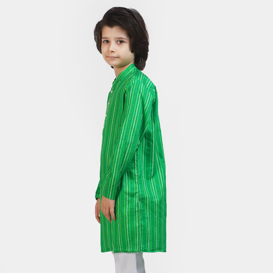 Boys Cotton Printed Kurta Pakistan Zindabad - Green