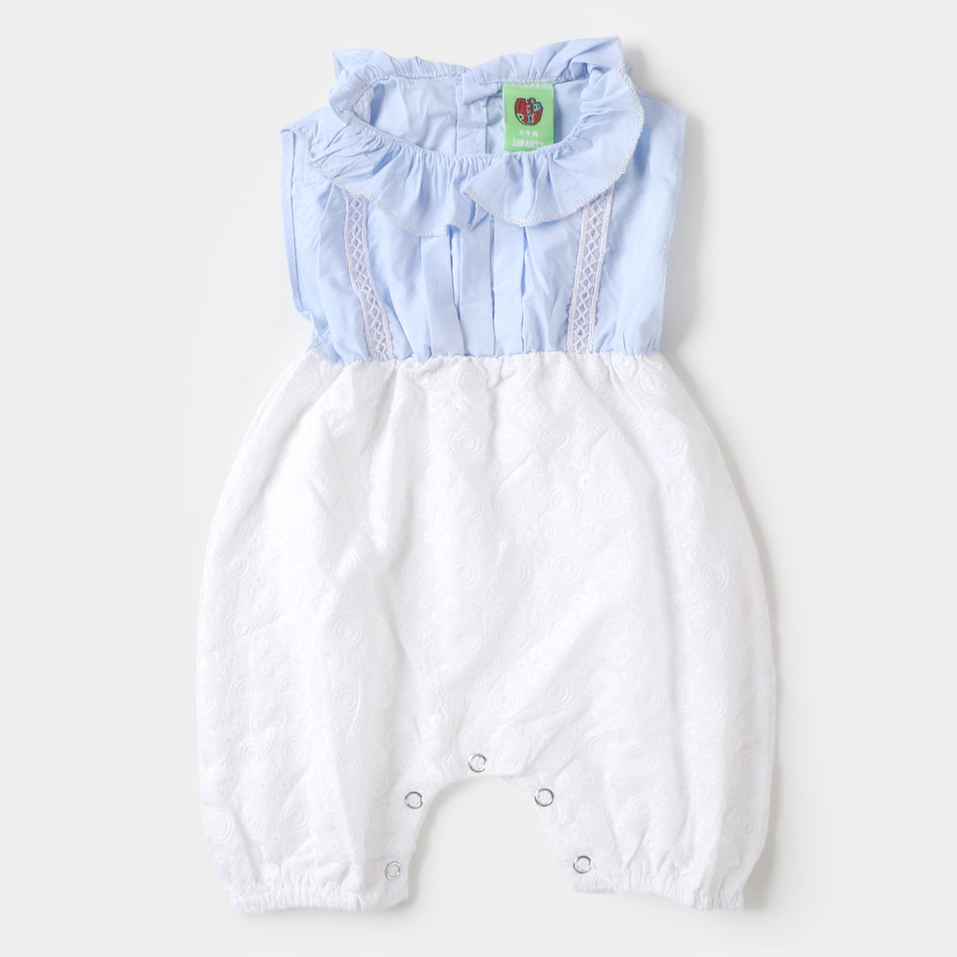 Infant Girls Woven Romper Balloon - SKY BLUE