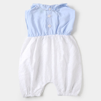 Infant Girls Woven Romper Balloon - SKY BLUE