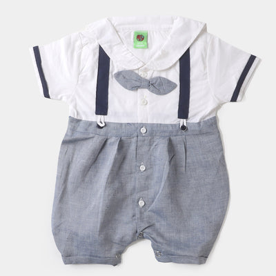 Infant Boys Woven Romper Sailor - White