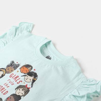 Infant Girls T-Shirt Girls World - Sky Blue