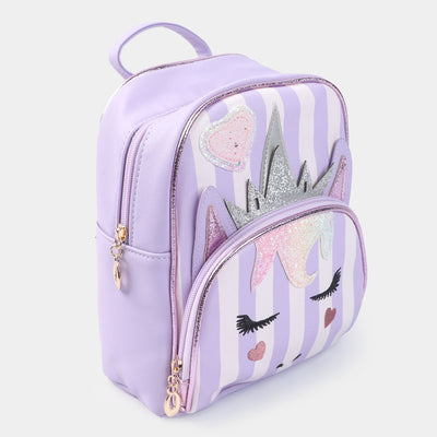 Fancy Backpack Cute Face Design Purple