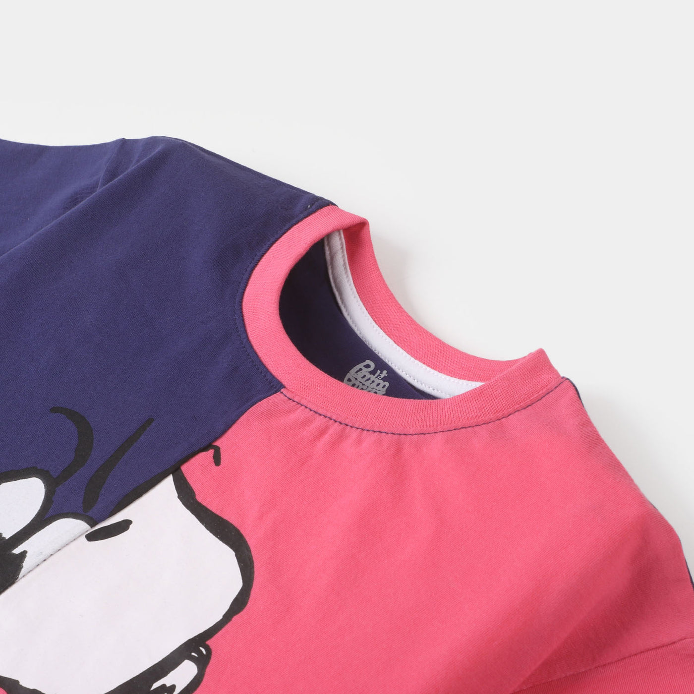 Girls Slub T-Shirt Character - Navy Blue And Pink