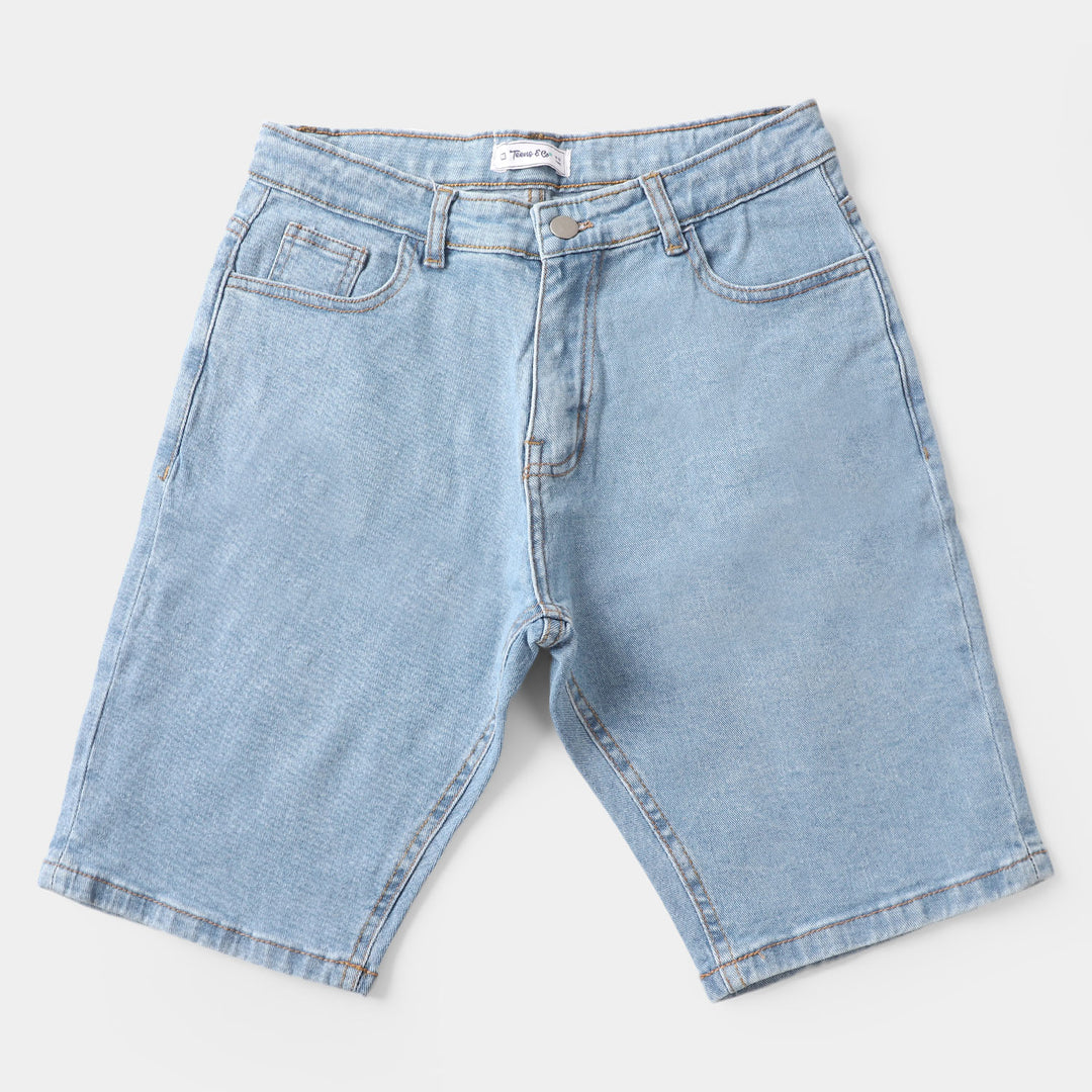 Teens Boys Denim Short Basic- Light  Blue