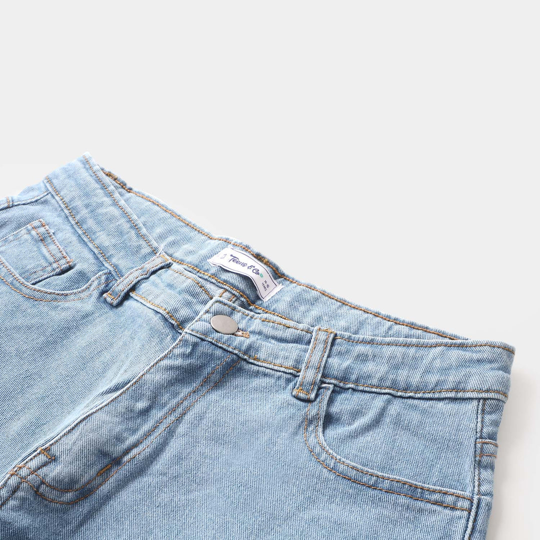 Teens Boys Denim Short Basic- Light  Blue