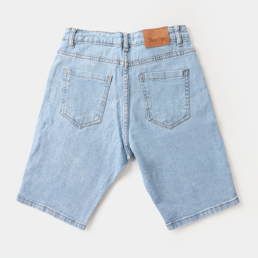 Teens Boys Denim Short Basic- Light  Blue