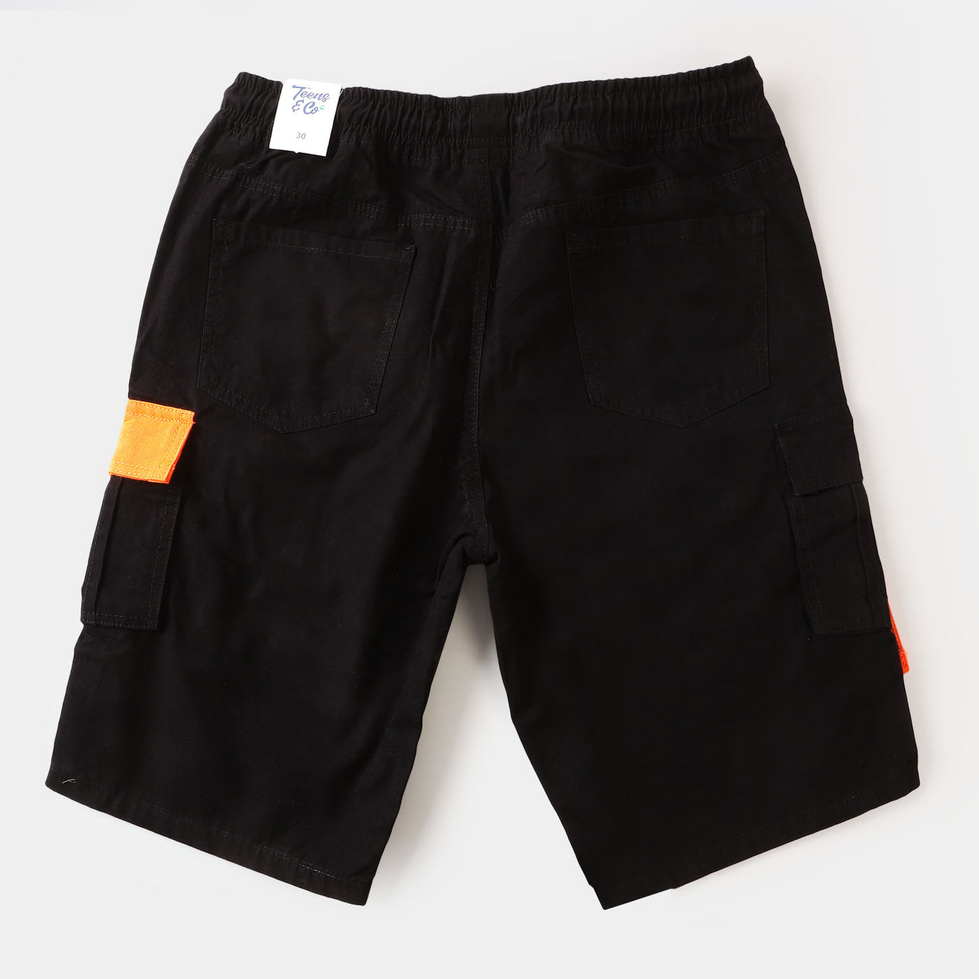 Teens Boys Cotton Short Cargo Pocket - BLACK