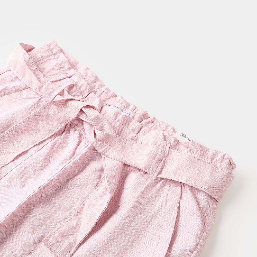 Teens Girls Cotton Pant Frill Waist - Pink