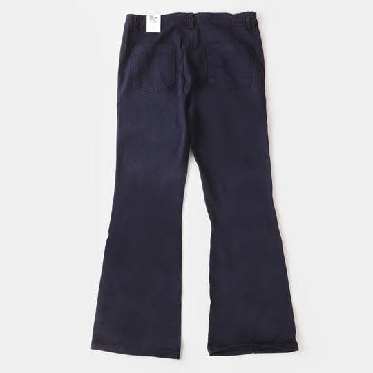 Teens Girls Cotton Pant Front Slit - NAVY