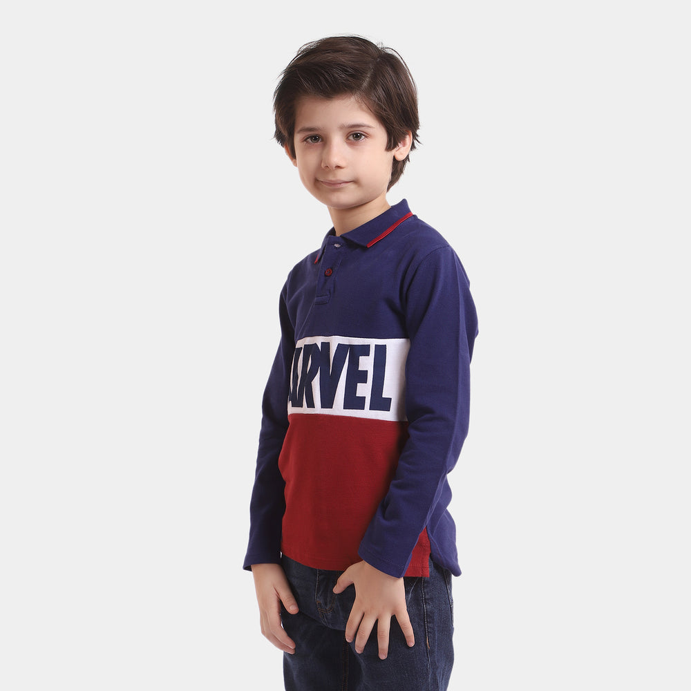 Boys Cotton Polo T-Shirt Character - Navy Blue