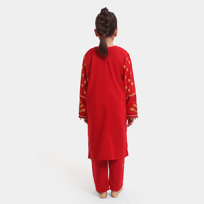 Girls Silk 3PC Suit Reet-Red