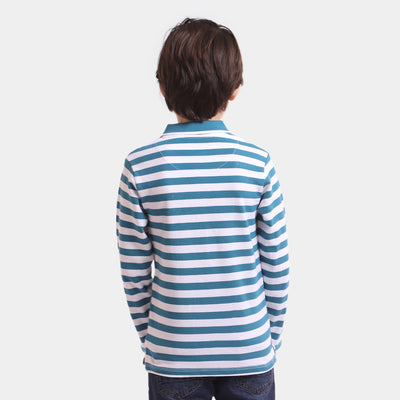 Boys Cotton Polo T-Shirt Adventure - Blue/White