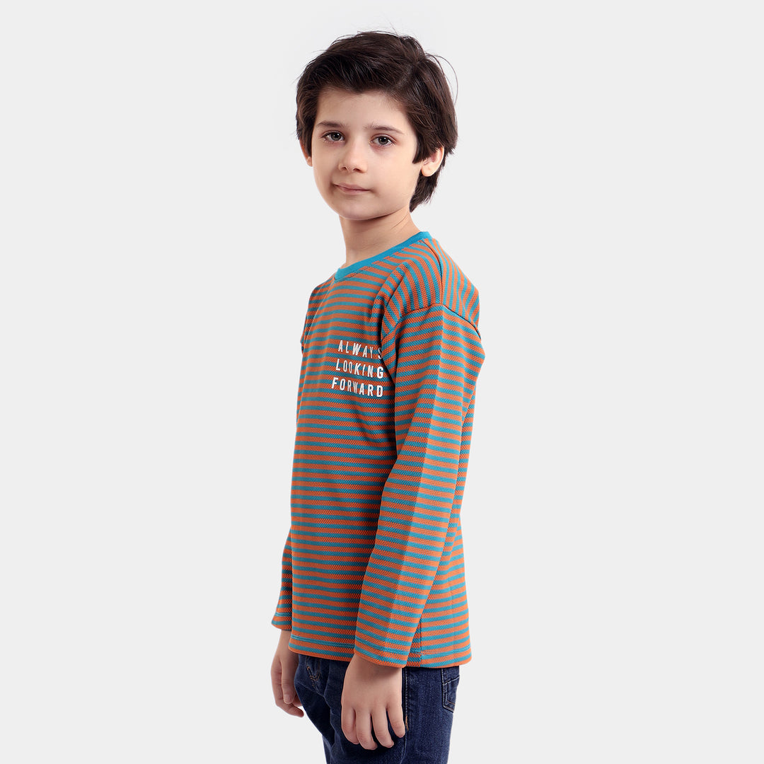 Boys Cotton T-Shirt Looking Forward - Stripes