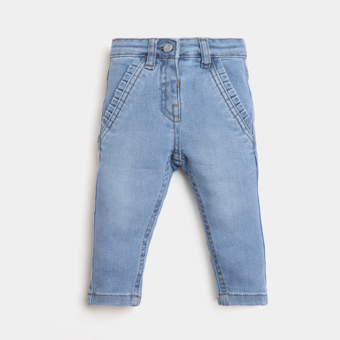 Infant Girls Denim Pant Basic F-23-Ice Blue